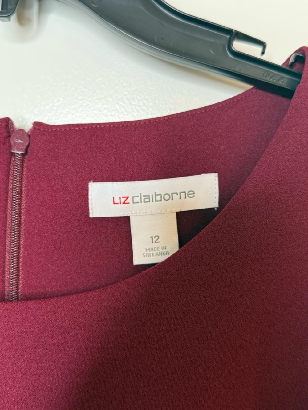 Liz Claiborne Dress Womens 12 Maroon Sheath Career Office 3/4 Sleeve Midi - Picture 7 of 7
